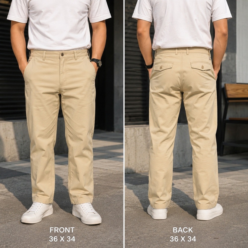 Mens Khaki Tactical Hiking Pants 36x34 Outdoor Utility Casual Polyester